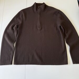 Banana Republic Men's Chocolate Brown Merino Wool 1/4 Zip Sweater‎ Size L